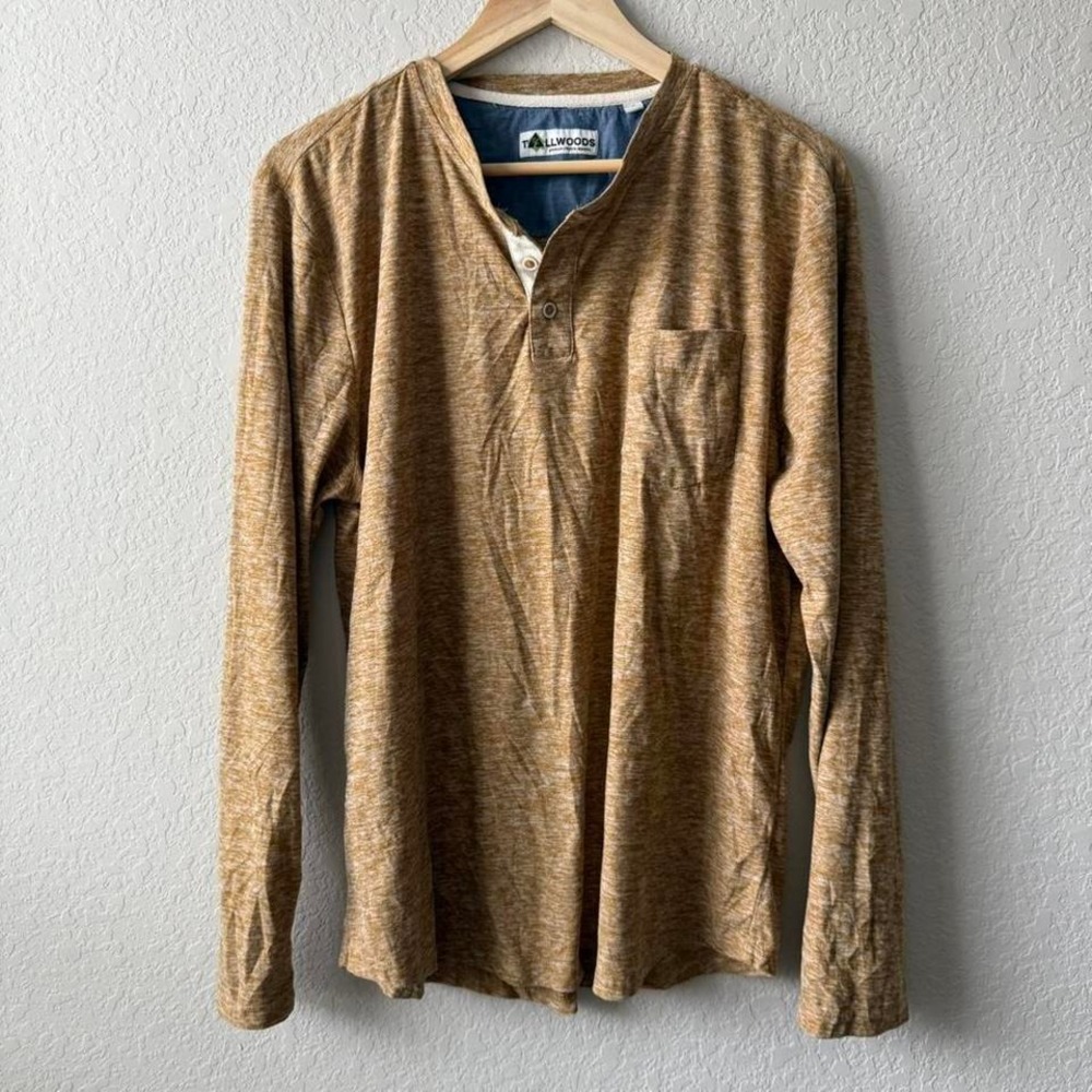 Tallwoods tan long‎ sleeve henley Size L